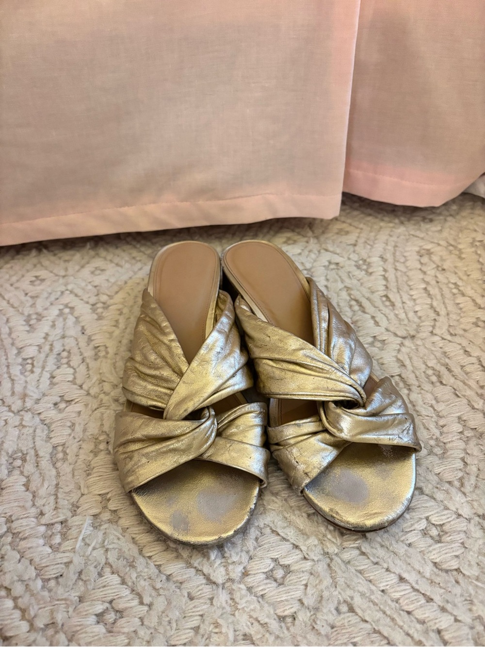 Gold Knot Slide Sandals - Women